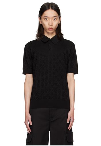 Dolce&Gabbana Black 'DG' Logo Jacquard Polo