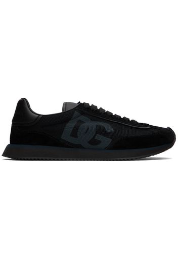 Dolce&Gabbana Black Mixed-Material 'DG' Cushion Sneakers