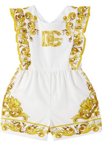 Dolce&Gabbana Baby Yellow & White Majolica Print Romper