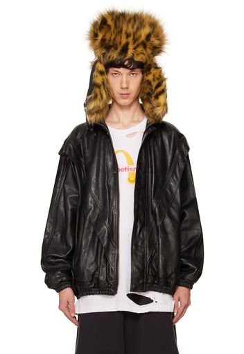 doublet Black Leather Track Jacket