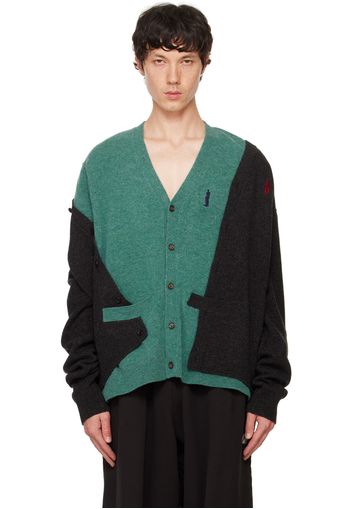 doublet Black & Green Undressed Layered Cardigan