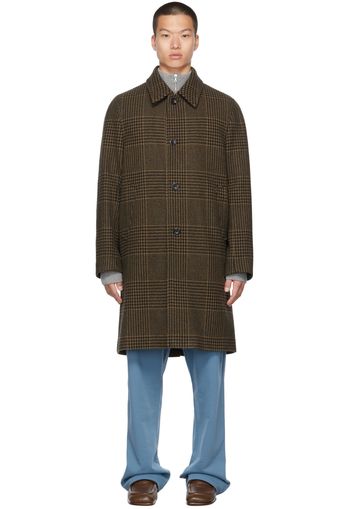 Dries Van Noten Khaki Wool Check Coat