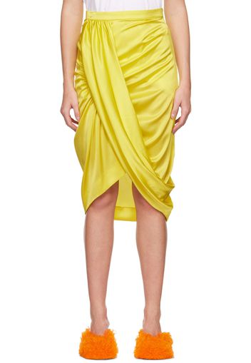 Dries Van Noten Yellow Draped Midi Skirt