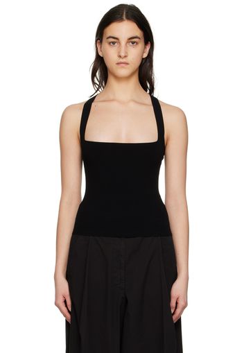 Dries Van Noten Black Square Neck Tank Top