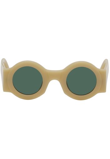 Dries Van Noten SSENSE Exclusive Beige Linda Farrow Edition Circle Sunglasses
