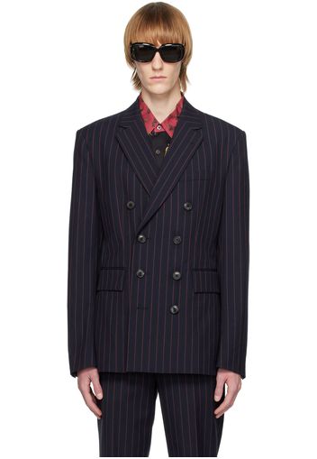 Dries Van Noten Navy Pinstripe Blazer