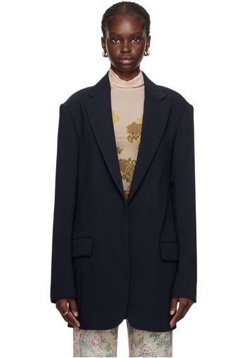 Dries Van Noten Navy Open Front Blazer