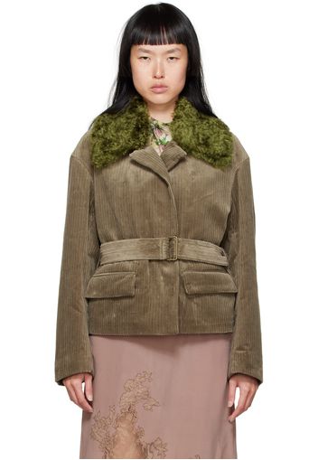 Dries Van Noten Taupe Belted Jacket