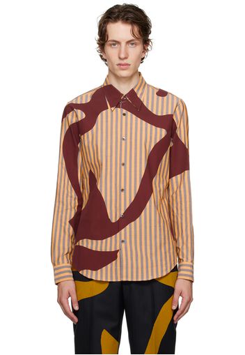 Dries Van Noten Orange Striped Shirt