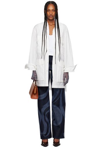 Dries Van Noten White Oversized Midi Dress