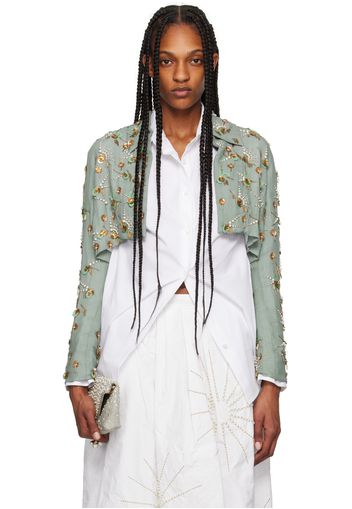 Dries Van Noten Blue Beaded Jacket