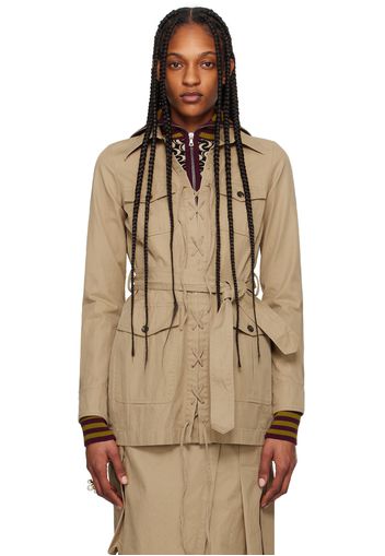 Dries Van Noten Beige Lace-Up Minidress