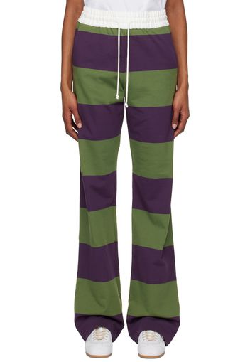 Dries Van Noten Green & Purple Striped Lounge Pants