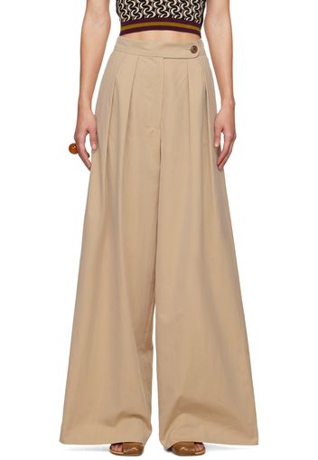 Dries Van Noten Beige Pleated Trousers