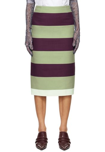 Dries Van Noten Purple & Green Salby Midi Skirt