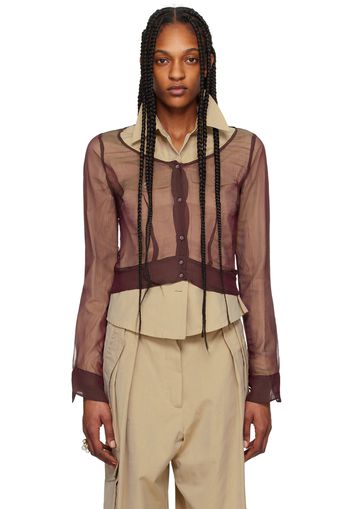 Dries Van Noten Burgundy Sheer Shirt