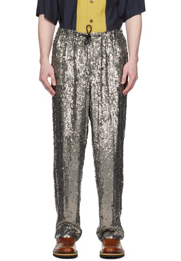 Dries Van Noten Gray Embellished Trousers