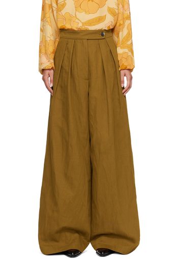 Dries Van Noten Brown Pleated Trousers