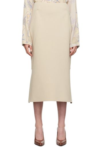 Dries Van Noten Beige Neoprene Midi Skirt