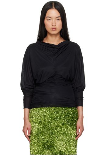 Dries Van Noten Black Draped Blouse