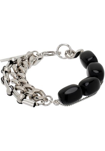 Dries Van Noten Black & Silver Stone Chain Bracelet