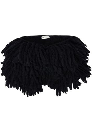 Dries Van Noten Black Fringed Scarf