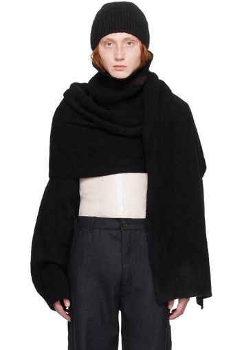 Dries Van Noten Black Funnel Neck Scarf