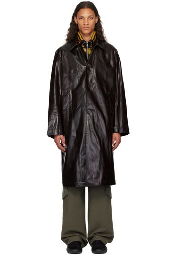 Dries Van Noten Brown Coated Coat