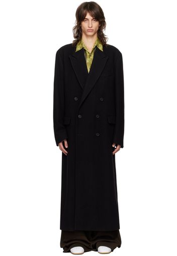 Dries Van Noten Black Double-Breasted Coat