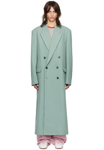 Dries Van Noten Blue Double-Breasted Coat