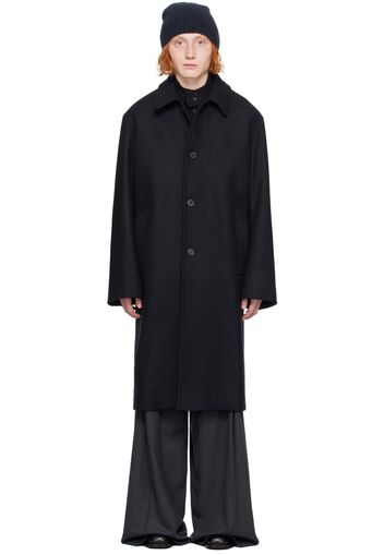 Dries Van Noten Navy Single-Breasted Coat