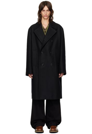 Dries Van Noten Black Double-Breasted Coat