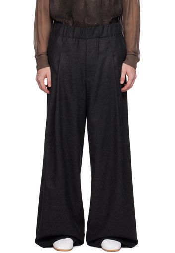 Dries Van Noten Gray Wide Wool Trousers