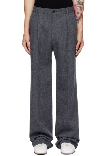 Dries Van Noten Blue Wool Trousers