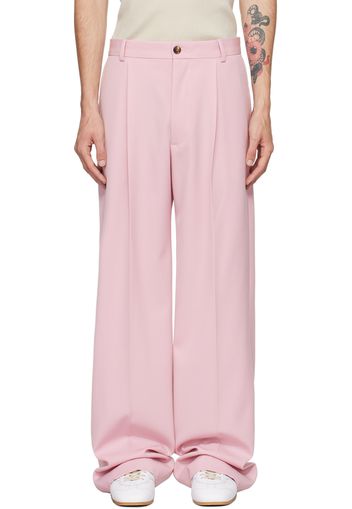 Dries Van Noten Pink Flared Wool Trousers