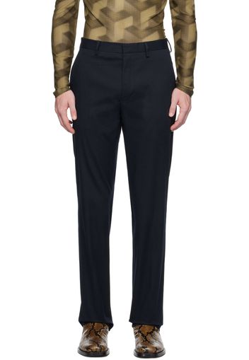 Dries Van Noten Navy Pleat Trousers