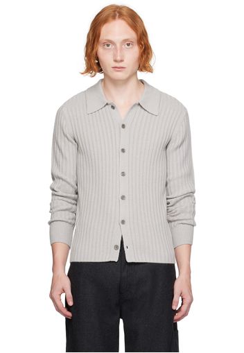 Dries Van Noten Gray Spread Collar Cardigan