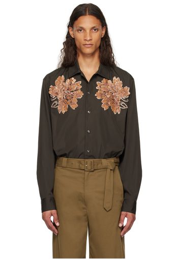 Dries Van Noten Brown Beaded Shirt