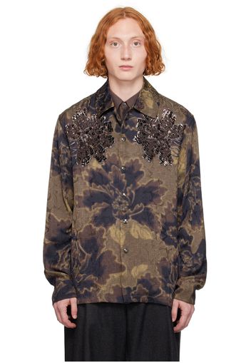 Dries Van Noten Brown Beaded Shirt