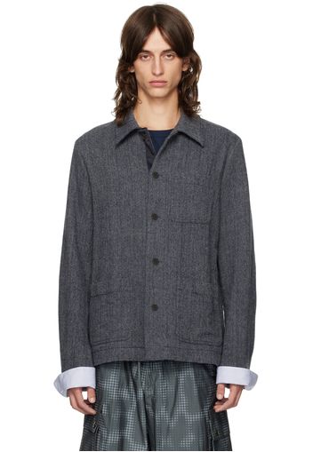 Dries Van Noten Blue Tweed Overshirt