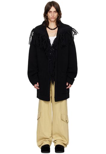 Dries Van Noten Black Fringed Cardigan