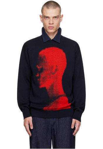 Dries Van Noten Navy Jacquard Sweater