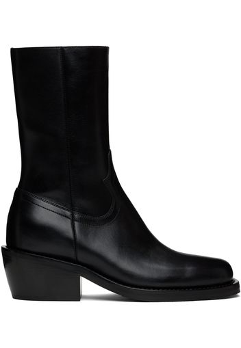 Dries Van Noten Black Leather Boots