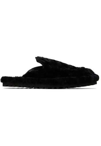 Dries Van Noten Black Shearling Slippers