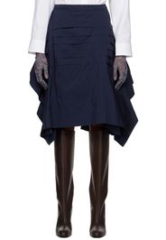 Dries Van Noten Navy Deconstructed Midi Skirt