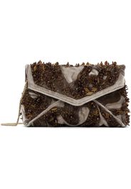 Dries Van Noten Taupe & Brown Envelope Embellished Shoulder Bag