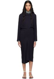 Dries Van Noten Navy Ribbed Midi Dress