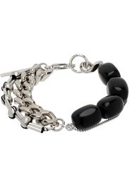 Dries Van Noten Black & Silver Stone Chain Bracelet