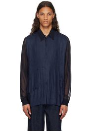 Dries Van Noten Navy Sequinned Shirt