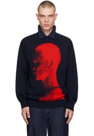 Dries Van Noten Navy Jacquard Sweater